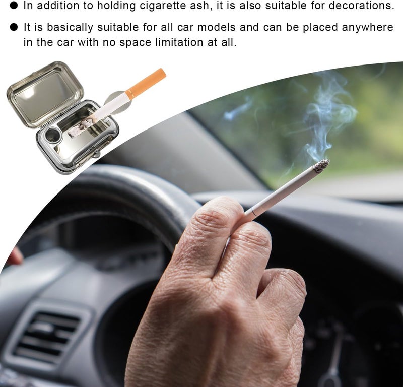 SHMZK Mini Portable Ashtrays, Metal Pocket Dustproof Car Ash Tray with Lid, Compact Square Windproof Car Cigar Ashtrays, Decorative Cigarette Snuffers Ashtray for Car Home Office (Green) - Image 5